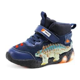 Children's Dinosaur Flash Shoes Autumn Winter for Boys New Genuine Leather Little Kids LED Light Up Casual Glowing Sneakers