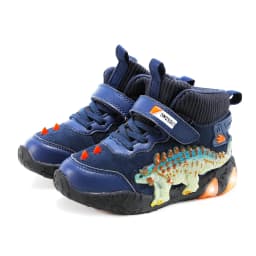 Children's Dinosaur Flash Shoes Autumn Winter for Boys New Genuine Leather Little Kids LED Light Up Casual Glowing Sneakers