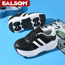 Ultra Light Kids Roller Skate Shoes with 4 Removable Wheels Breathable Outdoor Sneakers for Boys & Girls Fashion Walking Shoes