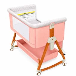 3-in-1 Baby Bassinet Bedside Sleeper Foldable Rocking Cradle with Wheels and Storage Portable Bedside Bassinet for Newborn Infant