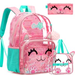 Clear Backpack Set with Lunch Box, Transparent School Bag for Boys & Girls, Kindergarten & Elementary Students