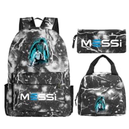 Children Teenger 3pcs Set Backpack Football Star Schoolbags Women Men Soccer Lover Backpack Pencil Bag Insulated Lunch Bags 3PCS