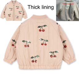 KS 26 Winter Baby Girls Boy Sequin Cotton Jackets Lambswool Coats Cherry Animals Desigh Fleece Flight Suit Kids Sets and Outfits