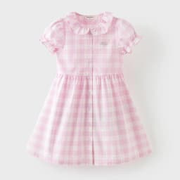 Dave Bella Girls Summer Princess Dresses 7-13 Years Pink Plaid Children Short Sleeve Party Dress Sweet Clothes DK2262159