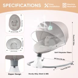  Baby Swing Chair w/ Built-in Music, Electric Baby Rocker, Lightweight Infant Rocker Seat for 0-18 Months