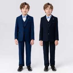 90-170 Kids Spring 5Pieces/Set Jacket Vest Pants Bowtie Brooch Party Dress Boys Host Costume Children Graduation Photograph Suit