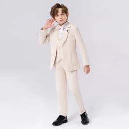 90-170 Kids Spring 5Pieces/Set Jacket Vest Pants Bowtie Brooch Party Dress Boys Host Costume Children Graduation Photograph Suit