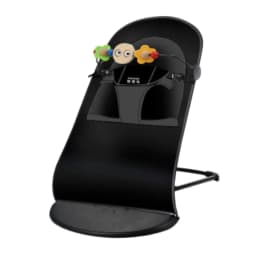 Infant Bouncer Balance Rocking Chair Soft Cotton Mesh Newborn Cradle Swing 4 Gear Adjustable Baby Recliner Chair Portable Folding Toddler Rocker Lounge with Safety Harness Protective Toy Bar No Plug-in Soothing Motion Chair 0-36M