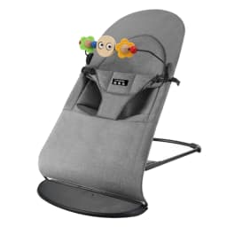 Infant Bouncer Balance Rocking Chair Soft Cotton Mesh Newborn Cradle Swing 4 Gear Adjustable Baby Recliner Chair Portable Folding Toddler Rocker Lounge with Safety Harness Protective Toy Bar No Plug-in Soothing Motion Chair 0-36M