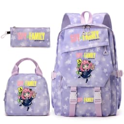 Spy×Family Anya Forger Anime Print Student Backpack Lunch Bag Pencil Case Set for Girls School Daypack