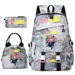 Spy×Family Anya Forger Anime Print Student Backpack Lunch Bag Pencil Case Set for Girls School Daypack