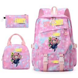 Spy×Family Anya Forger Anime Print Student Backpack Lunch Bag Pencil Case Set for Girls School Daypack