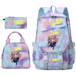 Spy×Family Anya Forger Anime Print Student Backpack Lunch Bag Pencil Case Set for Girls School Daypack