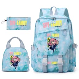 Spy×Family Anya Forger Anime Print Student Backpack Lunch Bag Pencil Case Set for Girls School Daypack