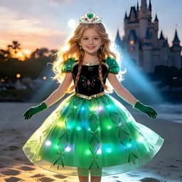 Girl Elsa Anna Princess Dress with LED Light Up Costume for Kids Cosplay Party Clothes Rapunzel Aurora Outfit Carnival Prom Gown