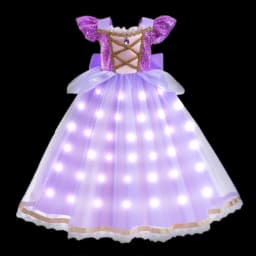 Girl Elsa Anna Princess Dress with LED Light Up Costume for Kids Cosplay Party Clothes Rapunzel Aurora Outfit Carnival Prom Gown