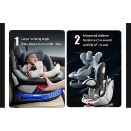Baby Car Seat ISOFIX 360° Rotating Baby Car Seat with ISOFIX Safety Seat Baby Car Safety Seat 360° Rotating Child Safety Seat for 0-12 Years Old Child Car Seat 9 to 36 kg 5-Point Seat Belt for Children Comfortable