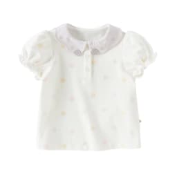Dave Bella Girl Polo T-shirts Kids Summer Printed Tees Children Short Sleeve Cotton Tops Casual Outdoor Clothes DB2262391