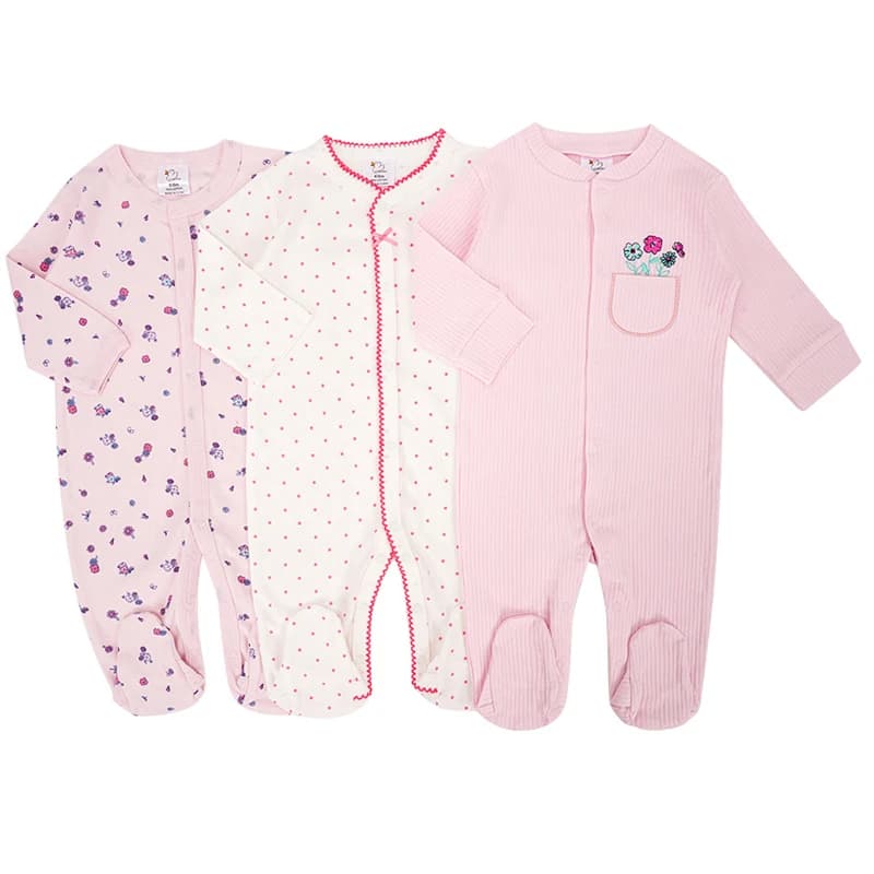 IYEAL Spring Baby Boys Girls Pure Cotton Jumpsuit 3Pcs/Lot Comfortable Breathable Pajamas For Newborns Baby Jumpsuit