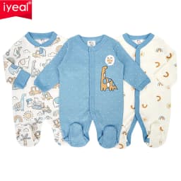 IYEAL Spring Baby Boys Girls Pure Cotton Jumpsuit 3Pcs/Lot Comfortable Breathable Pajamas For Newborns Baby Jumpsuit