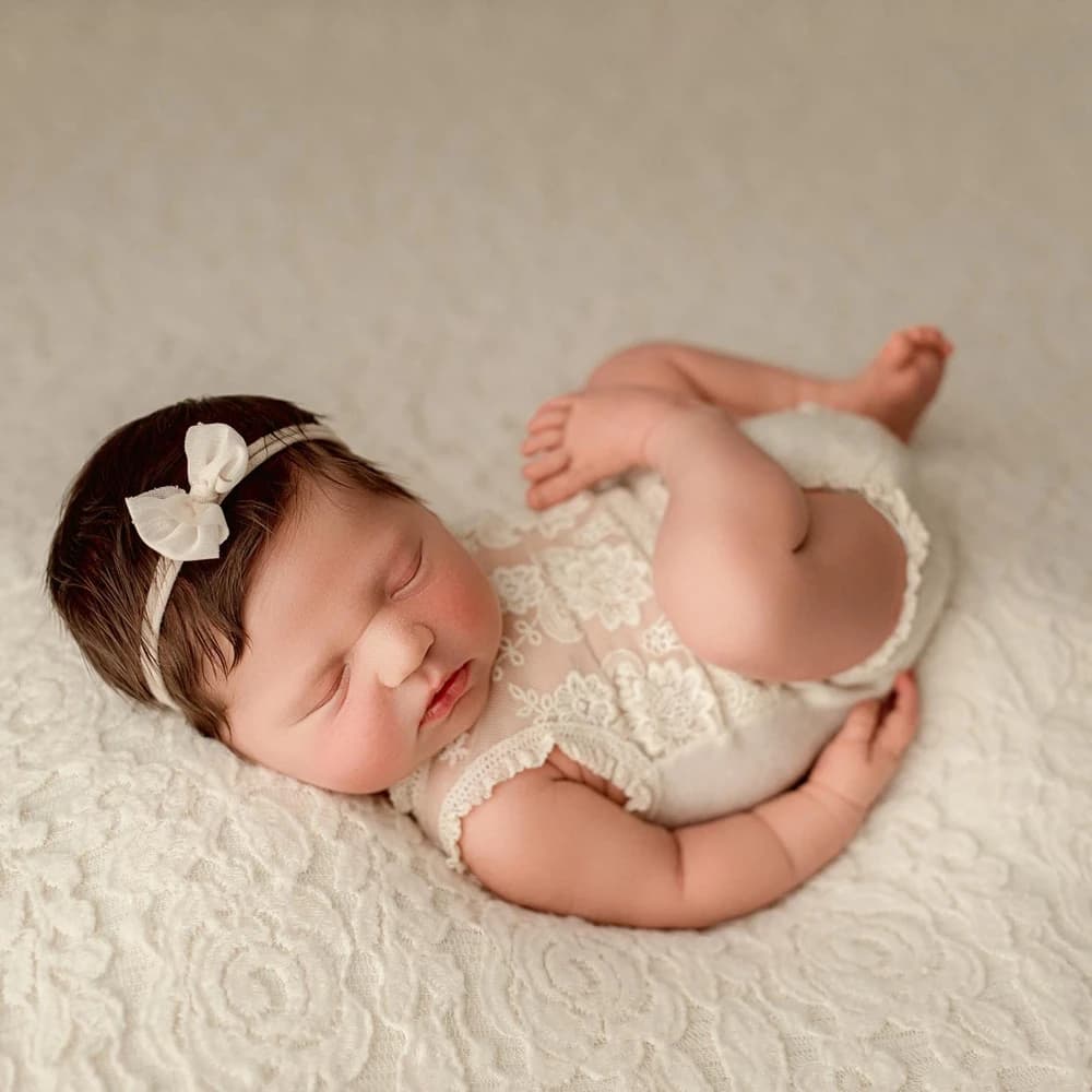 Newborn Photography Props Lace Romper Bodysuit Infant Photo Shoot Outfits Baby Girl Portrait Picture Shooting Posing Clothing