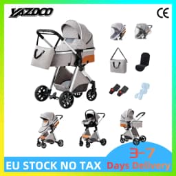 Multifunctional 3 IN 1 Baby Combo Stroller Set Include Carrycot Sport Seat Infant Car Seat Solid Rubber Wheels Free Maternity Changing Bag Rain Cover All In One Travel Pram For Kids