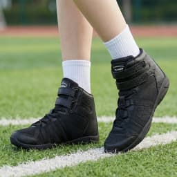BAXINIER Black High Top Cheer Shoes for Youth Girls Boys Cheerleading Sneakers Ankle Support Breathable Mesh Hook Loop Closure Soft Insole Anti-Slip Rubber Outsole Athletic Training Dance