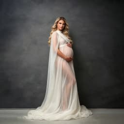 See Through Maternity Dress for Photo Shoot White Pregnancy Gown Floor Length Floating Tulle Pregnant Photography Props