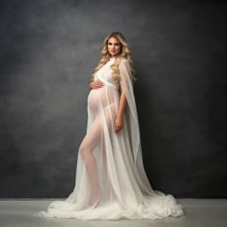 See Through Maternity Dress for Photo Shoot White Pregnancy Gown Floor Length Floating Tulle Pregnant Photography Props