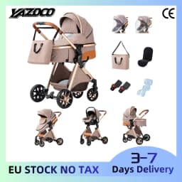3‑In‑1 High Seat Adjustable Baby Stroller Package, Ultra‑Light Aerospace Aluminum Frame, Collapsible Lightweight Travel Pushchair, Summer Cool Air‑Permeable Fabric, With Infant Safety Car Seat