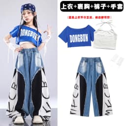 Girls K-pop Off-Shoulder Crop Top Joggers Pants Child Streetwear Girl Group Costume Kids Hip Hop Jazz Street Dance Clothes Set
