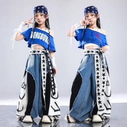Girls K-pop Off-Shoulder Crop Top Joggers Pants Child Streetwear Girl Group Costume Kids Hip Hop Jazz Street Dance Clothes Set