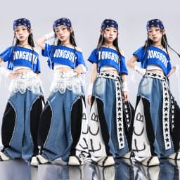 Girls K-pop Off-Shoulder Crop Top Joggers Pants Child Streetwear Girl Group Costume Kids Hip Hop Jazz Street Dance Clothes Set