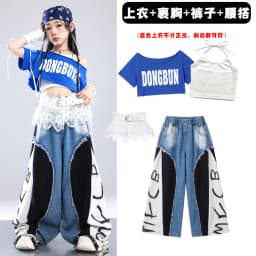 Girls K-pop Off-Shoulder Crop Top Joggers Pants Child Streetwear Girl Group Costume Kids Hip Hop Jazz Street Dance Clothes Set
