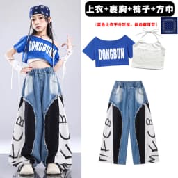 Girls K-pop Off-Shoulder Crop Top Joggers Pants Child Streetwear Girl Group Costume Kids Hip Hop Jazz Street Dance Clothes Set