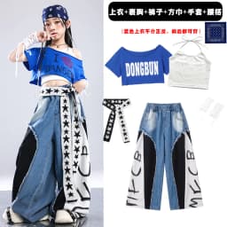 Girls K-pop Off-Shoulder Crop Top Joggers Pants Child Streetwear Girl Group Costume Kids Hip Hop Jazz Street Dance Clothes Set