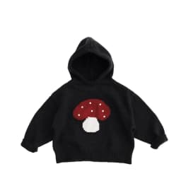2026 New Children Mushroom Kniited Sweaters Hooded Korean Style Unisex Toddlers Kids Casual Sweater
