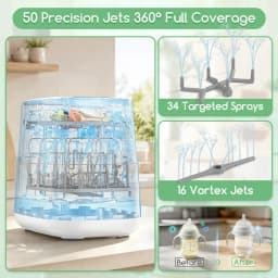 Kmaier 4-in-1 Auto Baby Bottle Washer 10L 120°C Steam Sterilizer Dryer 24H Storage Detergent Tablets for Baby Bottles & Pacifier