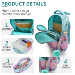 3PCS Rolling Backpack For Girls, Kids Wheeled School BookBag With Lunch Box And Pen Bag, Gold Tower Pattern, Nighttime Reflective