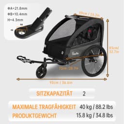 Sepnine BT920 Children Bicycle Trailer And Stroller 2-in-1 The Shock-absorbing Tire Has a Breathable Safe And Foldable Storage Space