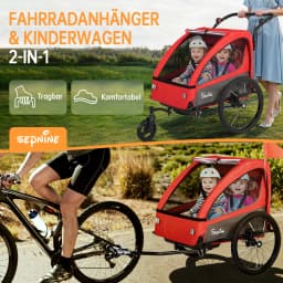 Sepnine BT920 Children Bicycle Trailer And Stroller 2-in-1 The Shock-absorbing Tire Has a Breathable Safe And Foldable Storage Space