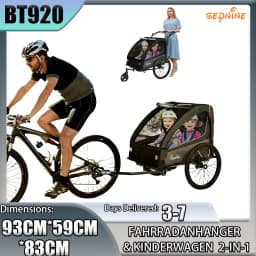 Sepnine BT920 Children Bicycle Trailer And Stroller 2-in-1 The Shock-absorbing Tire Has a Breathable Safe And Foldable Storage Space