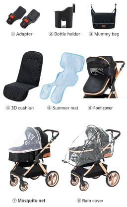 High-Grade Practical 3-in-1 Portable Foldable Infant Travel Pram Full System Matched With EU Safety Approved Newborn Safety Seat, Space Saving Design For Trunk Storage, Zero International Shipping Cost