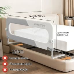 1 Side Bed Guard Rail for Toddlers 47" 59" 71" 78" Adjustable Folding Up Bed Railing Baby Bed Rails Guard for Twin Queen King Full Size Bed
