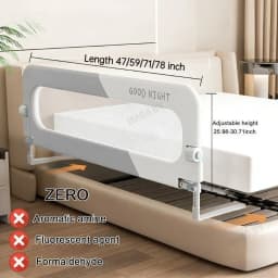 1 Side Bed Guard Rail for Toddlers 47" 59" 71" 78" Adjustable Folding Up Bed Railing Baby Bed Rails Guard for Twin Queen King Full Size Bed