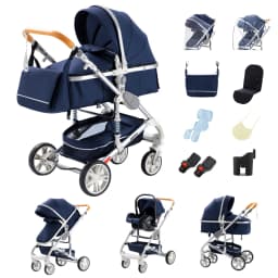 Lightweight Aluminum Frame 3-in-1 Baby Stroller, Car Seat & Sleeping Basket, Breathable Summer Pushchair, Easy Folding for High Landscape View