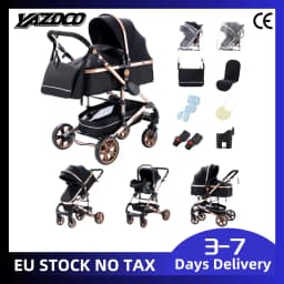 Lightweight Aluminum Frame 3-in-1 Baby Stroller, Car Seat & Sleeping Basket, Breathable Summer Pushchair, Easy Folding for High Landscape View