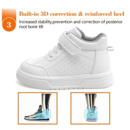 Orthopedic Casual Shoes for Kids White Color Leather Ankle Support School Footwear with Corrective Insole