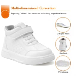 Orthopedic Casual Shoes for Kids White Color Leather Ankle Support School Footwear with Corrective Insole