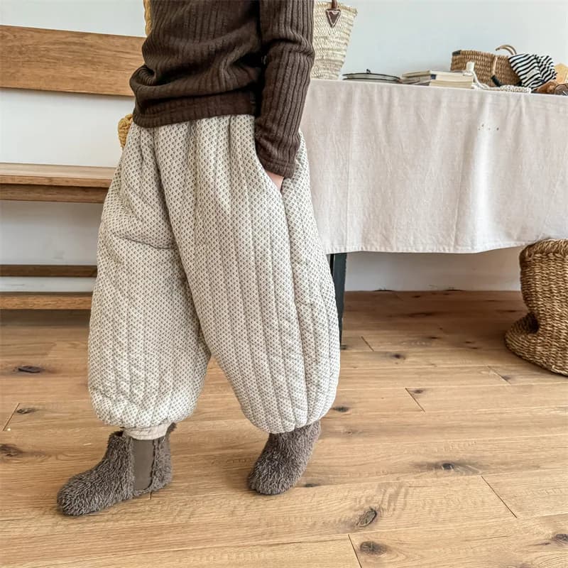 2026 Winter New Baby Plus Velvet Thick Trousers Fashion Print Girls Casual Pants Toddler Boy Warm Harem Pants Infant Clothes